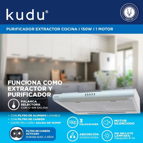Purificador Extractor Aire Cocina Kudu Con/sin Salida 1motor