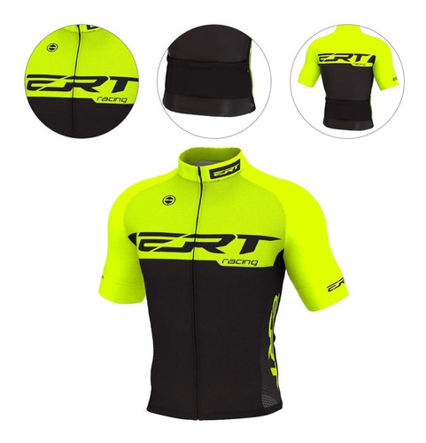 Camisa Ert Elite Racing Amarela E Preta Ciclismo Bike Pro