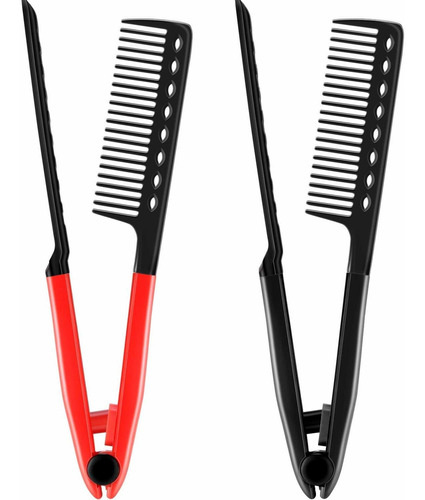 2 Pieces Flat Iron Comb Straightening Comb Salon Hair Bru Aa