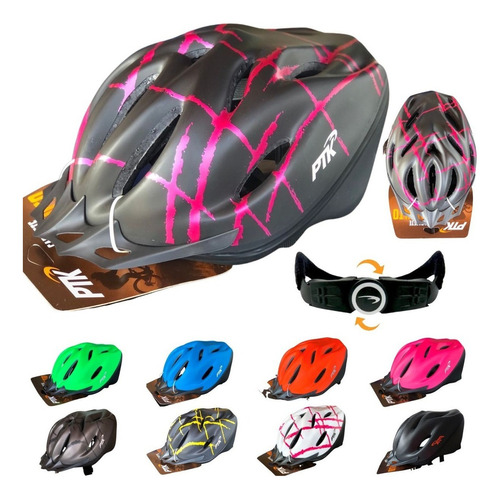 Capacete Bike Ciclismo Mtb Bicicleta Com Regulagem Cor Preto/rosa Tamanho 56-62cm