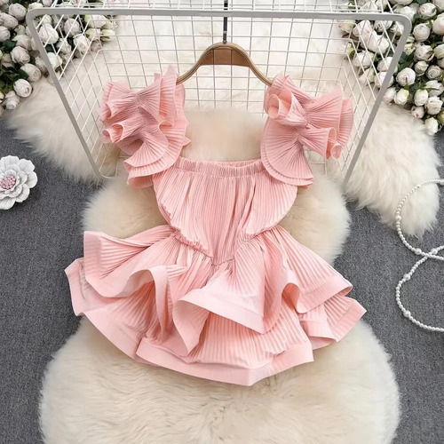 Elegante Top Corto Con Dobladillo Con Volantes Para Verano