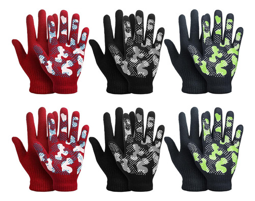 6 Pares De Guantes Elásticos De Invierno Para Niños, Guantes
