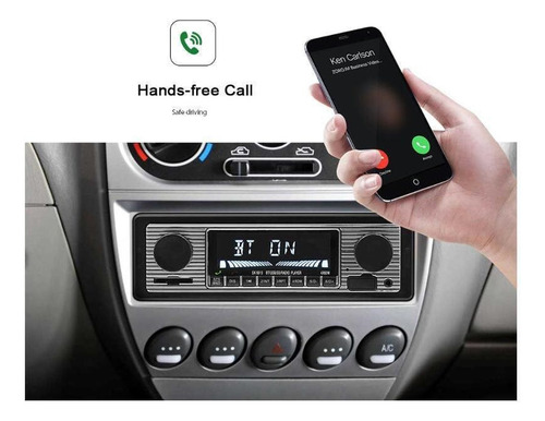 1din Retro Vintage Coche Estéreo Con Bluetooth Aux Usb Fm