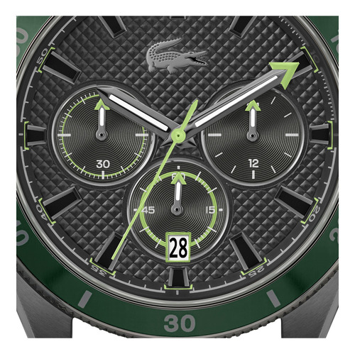 Lacoste Reloj Hombre Mainsail 2011363 Silicón 43mm Verde Bisel Verde Musgo Fondo Negro