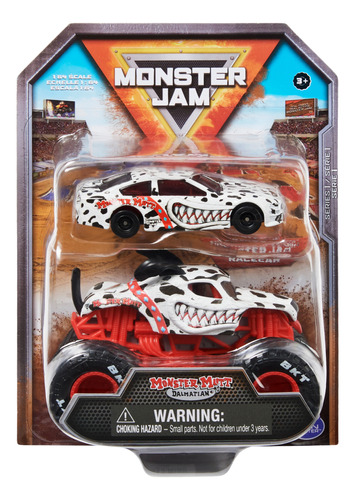 Monster Jam Monster Mutt Dalmatian Truck And Race Car (exclu