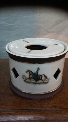 Porta Velas En Porcelana Motivos Caballos 