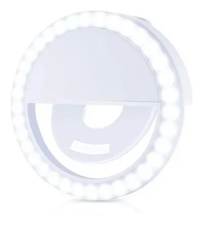 Ring Light Portátil Selfie Celular Clip Branco - Ec10080
