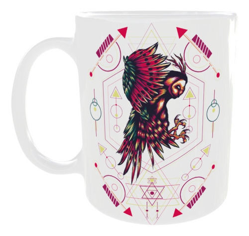 Taza Con Diseño De Búho Geométrico 