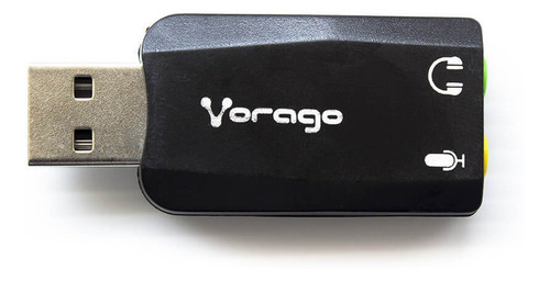 Imagen 2 de 4 de Adaptador Usb A Audio 3.5mm 5.1 Microfono Vorago Adp-201