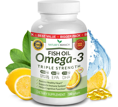 Fish Oil - Omega 3 - 2400mg - 180 Capsulas 