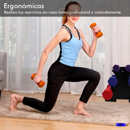 Kit 2 Mancuernas Ejercicio 1 Kg Neopreno Entrenamiento Color Naranja