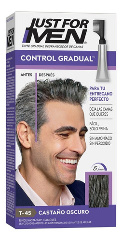 Kit Tintura Just For Men  Control Gradual Touch of grey tono t-45 castaño oscuro para cabello