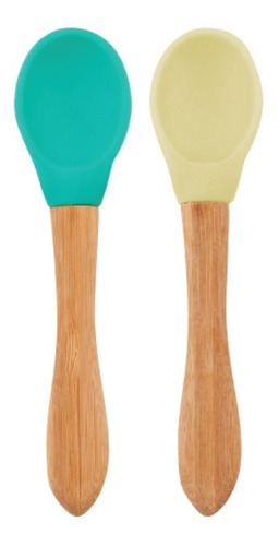 Imagen 1 de 4 de Cucharas Silicona Bebé Mango Bambú X2 Minikoioi Scoops