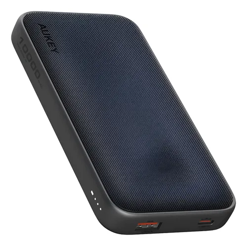 Power Bank 10000 Carga Rapida 15w Aukey Compacto Y Ligero Gris
