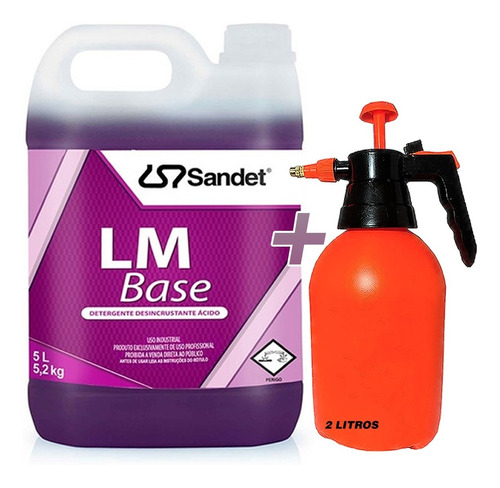 Shampoo Desincrustante Lm Base 5l Sandet + Pulverizador *