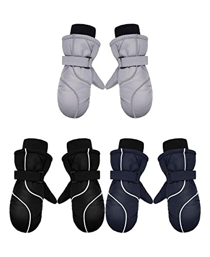 Ropa De Esquí - 3 Pairs Kids Snow Mittens Thicken Warm Glove