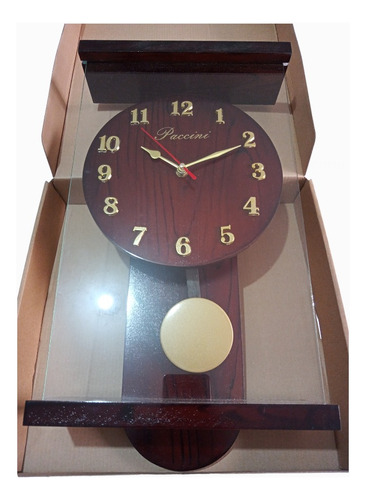 Reloj Pared Pendulo / Diseño Elegante Con Luna Frontal