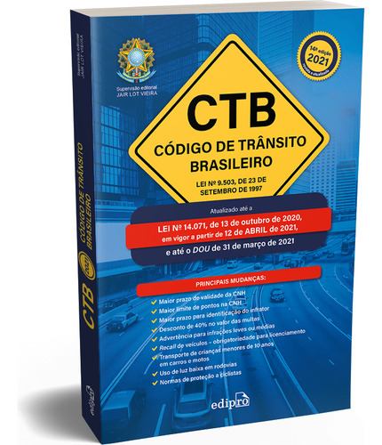 Livro Código De Trânsito Brasileiro 2021 - Lei 9503 23/09/97