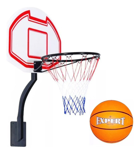Imagen 1 de 4 de Tablero Basket + Aro + Soporte Pared + Red + Pelota - El Rey