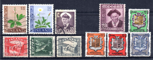 Islandia, Groenlandia, Andorra E Irlanda, 16 Estampillas