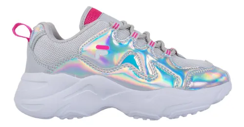 Zapatos fila top plateados junior