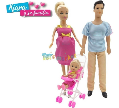 Imagen 2 de 9 de Kiara Muñeca Embarazada Mama Y Su Familia Bebe Papa Poppi