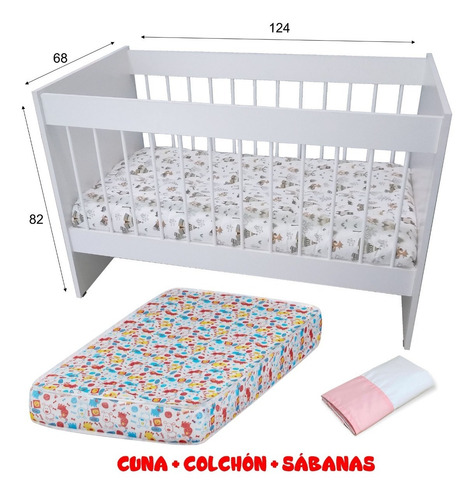 Cuna Bebe 5 En 1 Colecho Escritorio Con Colchon Y Sabanas