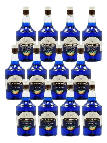 Caja De 12 Curazao Azul Naranja Flamingo 1000 Ml
