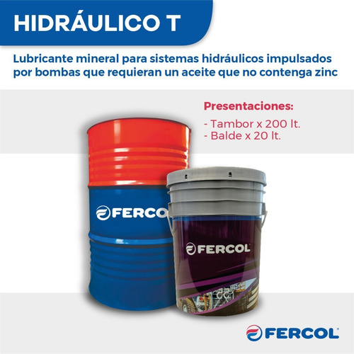 Imagen 6 de 9 de Aceite Hidraulico Fercol T 46 X 20 Lt Linea Industria C