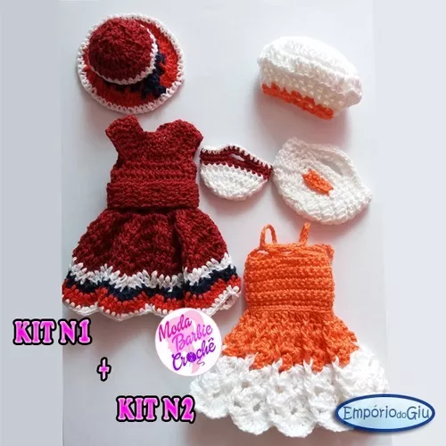 Boneca Barbie Roupa De Croch - MercadoLivre Brasil  Crochet barbie  clothes, Crochet doll dress, Barbie clothes