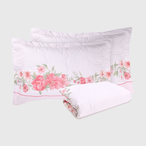 Colcha Queen Karsten Natani 3 Peças 150 Fios 100% Algodão Cor Rosa-chiclete