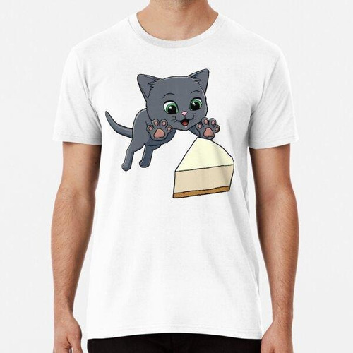 Remera Russian Blue Cat Excited To Eat Cheese Cake Algodon P