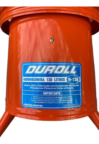 Hormigonera Trompito Duroll 130 Litros 3/4 Hp Reforzada