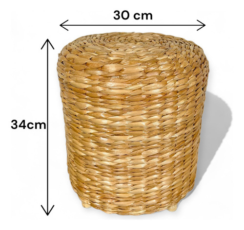 2 Mesas Laterais/puffs Palha Taboa Premium Para Casa E Decor