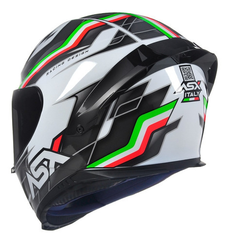 Capacete Asx Eagle Racing Italy Branco Brilho + Viseira Fumê Tamanho do capacete 58-M