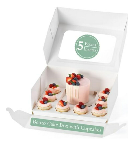 Combo Caja Bento Y Cupcakes Para 8 Y Mini Cake