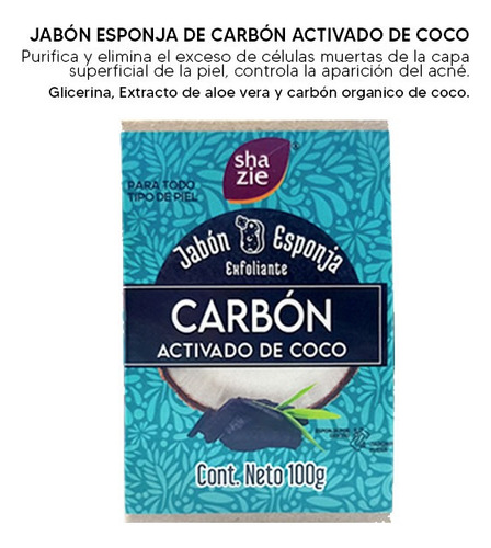 Jabon Esponja Con Carbon Activado De Coco 100 Gr