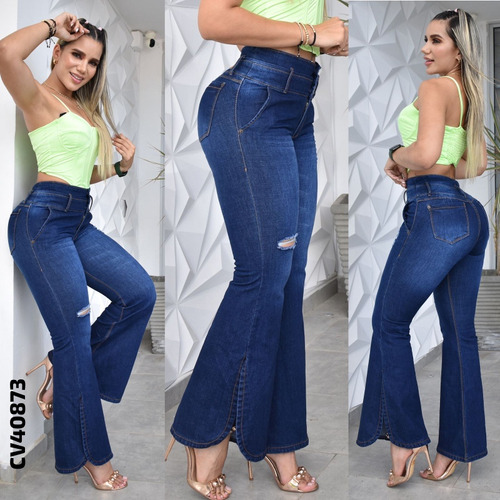 Pantalón Jean Bota Ancha Para Dama