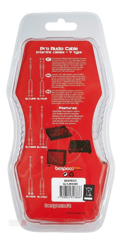 Imagen 2 de 4 de Cable Bespeco Slyjrm300 Plug 6.5 Mn A 2 X Rca Macho 3 Mts