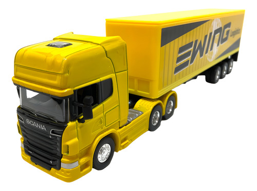 Scania V8 Container - Nuevo Sin Caja - A Camion Welly 1/64 Amarillo