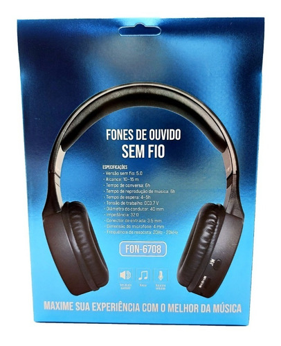 Fone De Ouvido Estéreo Sem Fio Extra Bass Bluetooth Azul