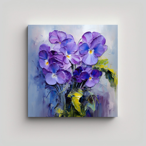 80x80cm Cuadro Decorativo Flores Violetas Estilo Estilo Óle