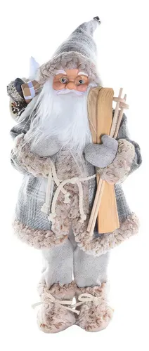 Figura De Papá Noel De Pie 30 Cm - Adorno Navideño Realista Blanco/azul, Para Mesa, Ventana, Decoración