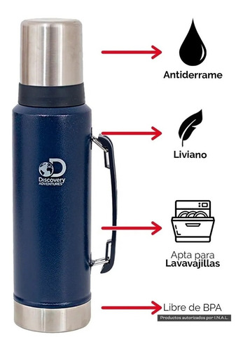 Imagen 5 de 8 de Termo Matero Discovery Acero Inoxidable 1.3 Litros C