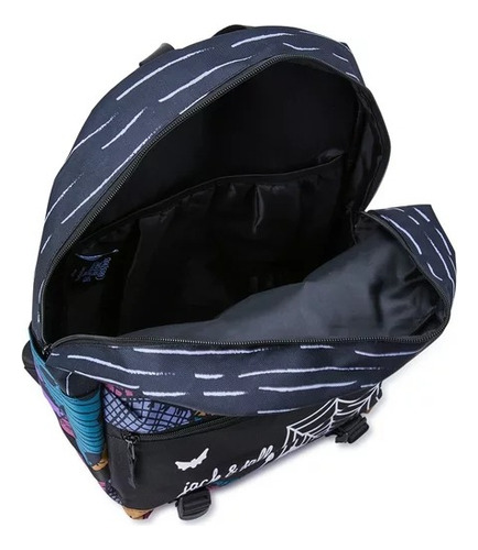 Mochila The Nightmare Before Christmas Jack And Sally Color Lila Diseño De La Tela Estampado