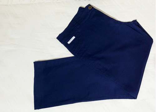 Pantalón Mujer T 46 Recto Clásico Azul Algodon Villa Urquiza