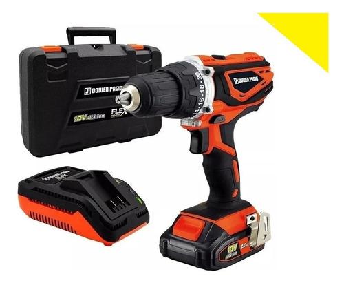 Imagen 3 de 9 de Taladro percutor atornillador inalámbrico de 13mm Dowen Pagio TPB1318P 18V + accesorios con maletín de transporte 220V 50Hz