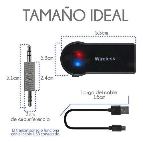 Adaptador Auxiliar Bluetooth 3.5 Jack Manos Libres Car 2 Pzs