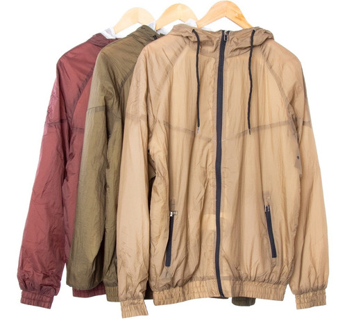 Imagen 7 de 9 de Campera Hombre Rompeviento Liso Fino Liviano Tela Avión