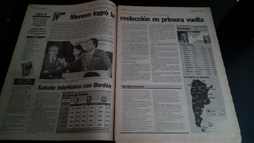 Clarín Menem Reelecto Presidente Año 1995 15/5 E (Usado)